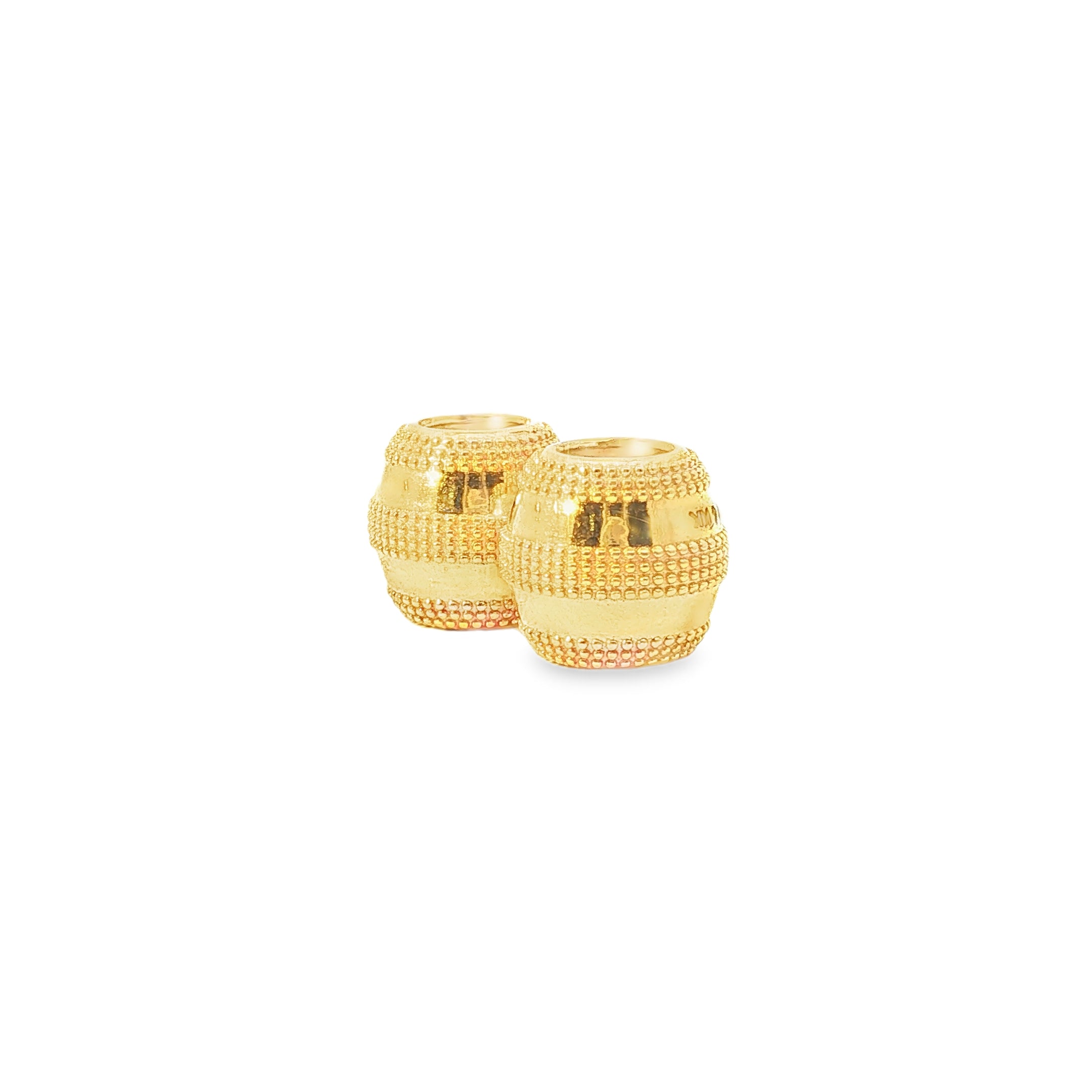 Textured Yellow Gold Barrel Spacer Beads