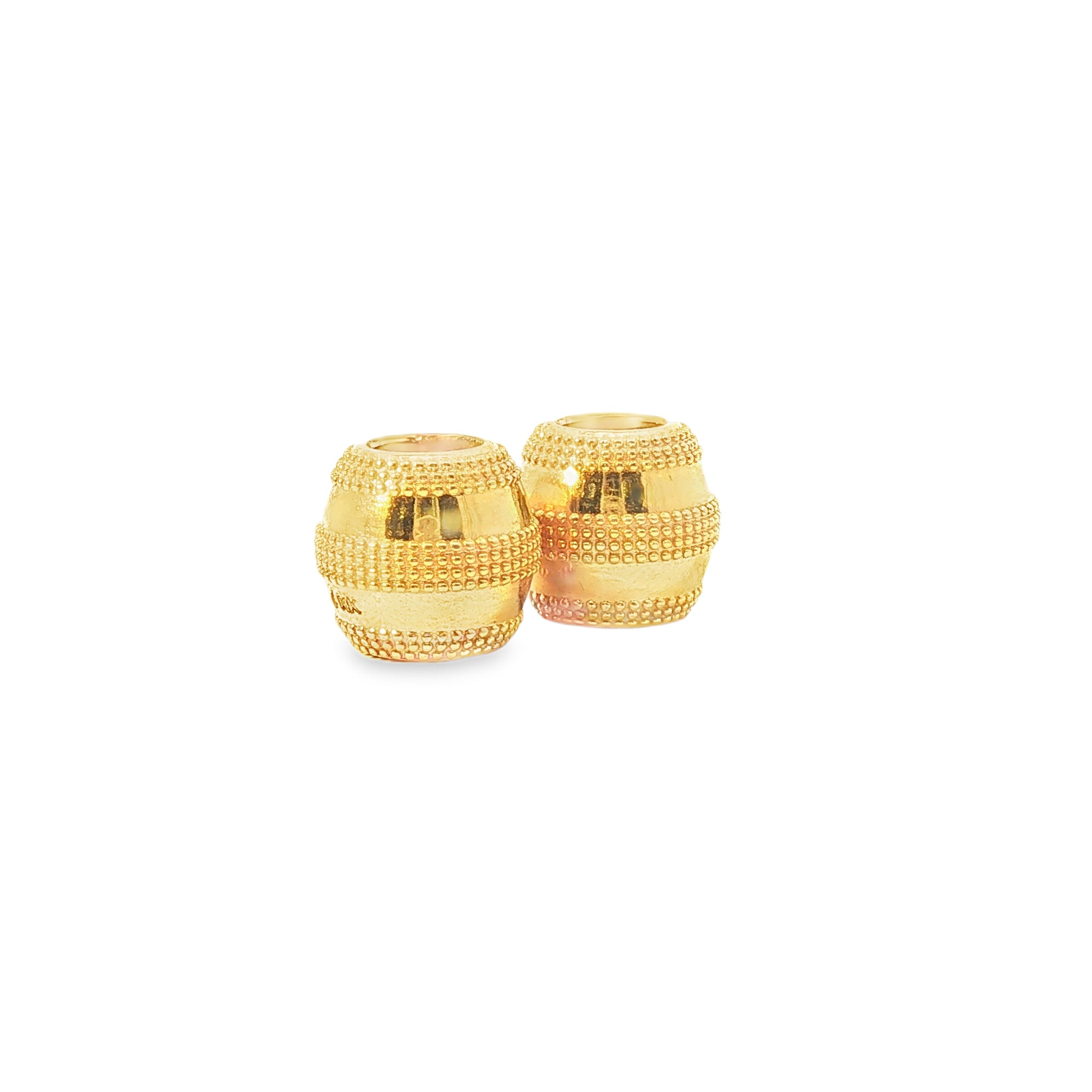 Textured Yellow Gold Barrel Spacer Beads