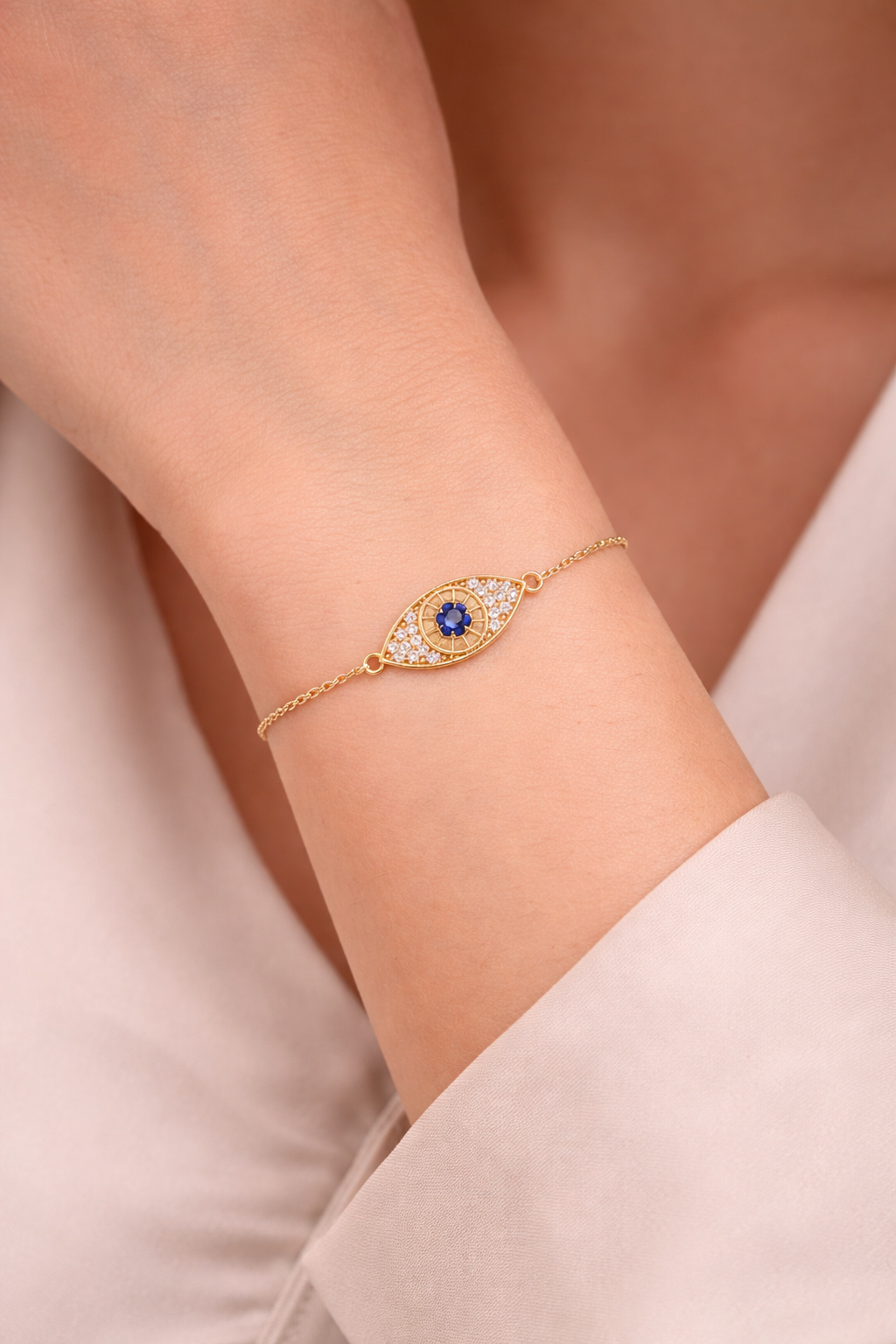 Evil Eye Bracelet Adjustable 14–16cm | Elegant Gold Bracelet