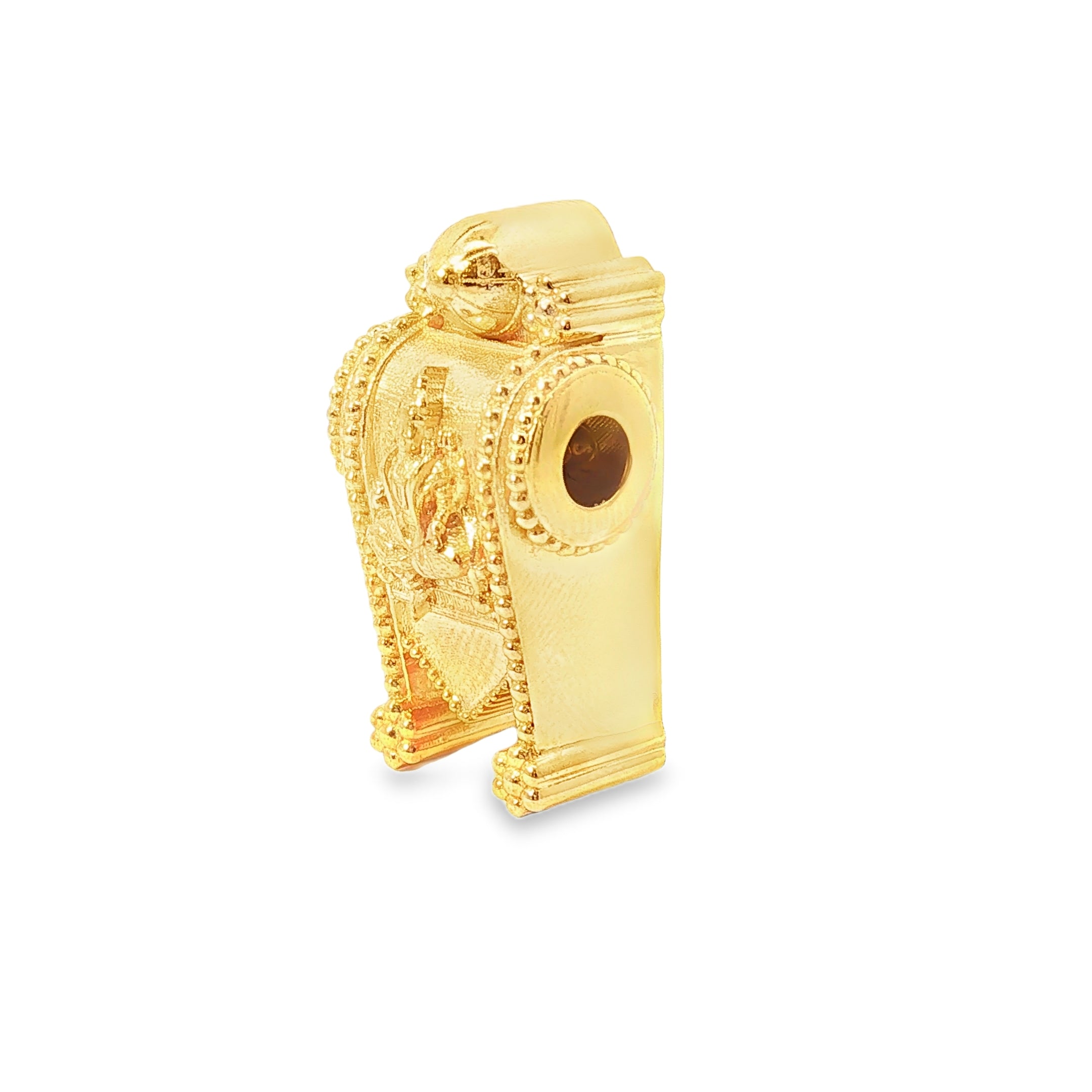Yellow Gold Traditional Deity Relief Pendant with Beaded Accents
