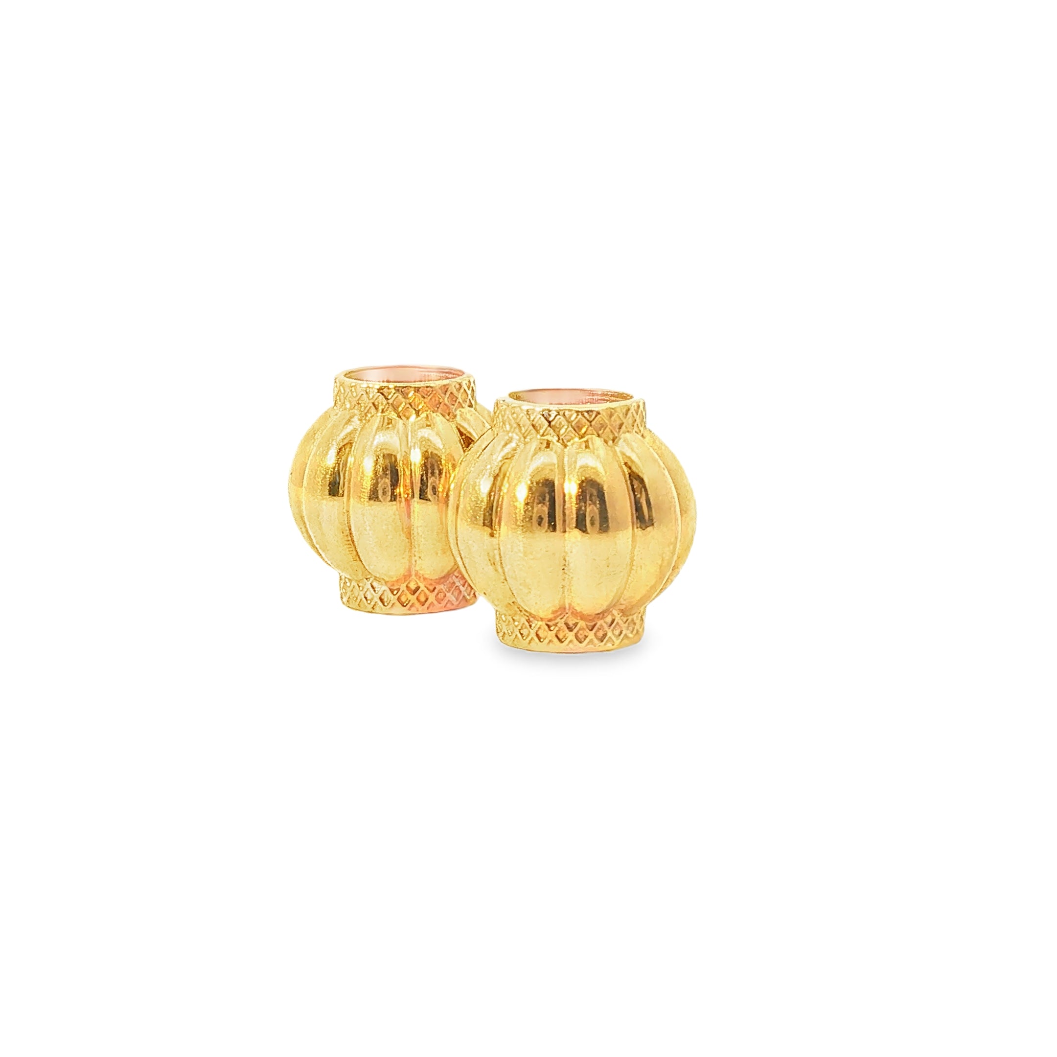 Yellow Gold Fluted Lantern Spacer Beads