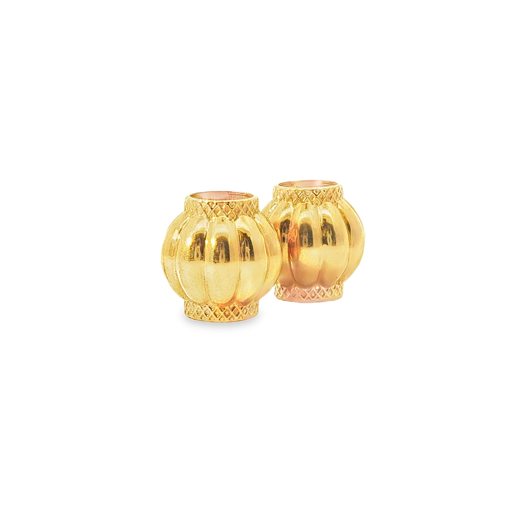 Yellow Gold Fluted Lantern Spacer Beads