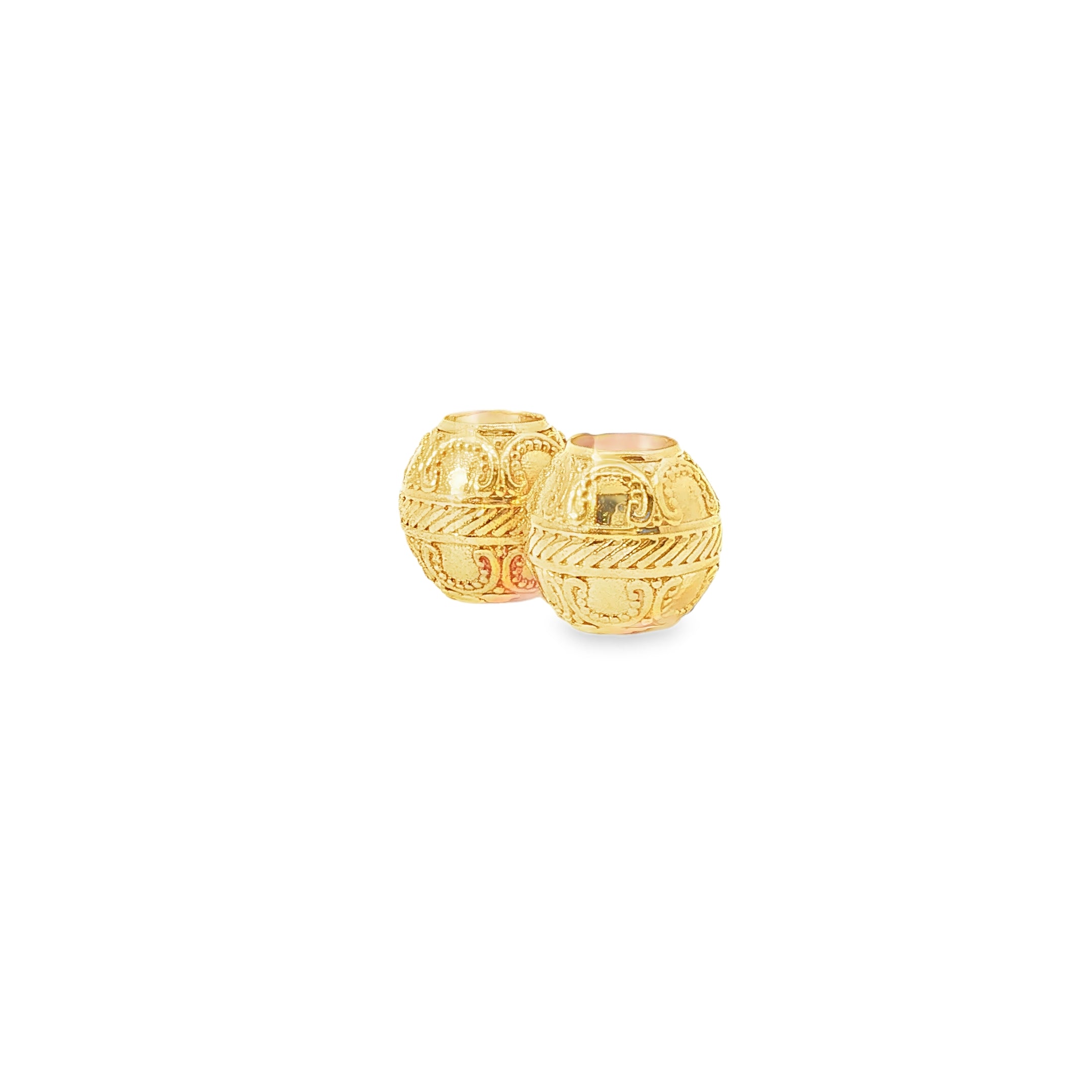 Intricate Yellow Gold Patterned Spacer Beads